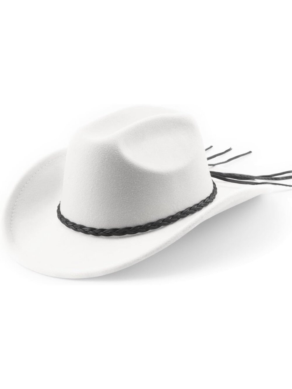 Men's White Buckle Outdoor Wide Brim Retro Felt Fedora Cowboy Hat